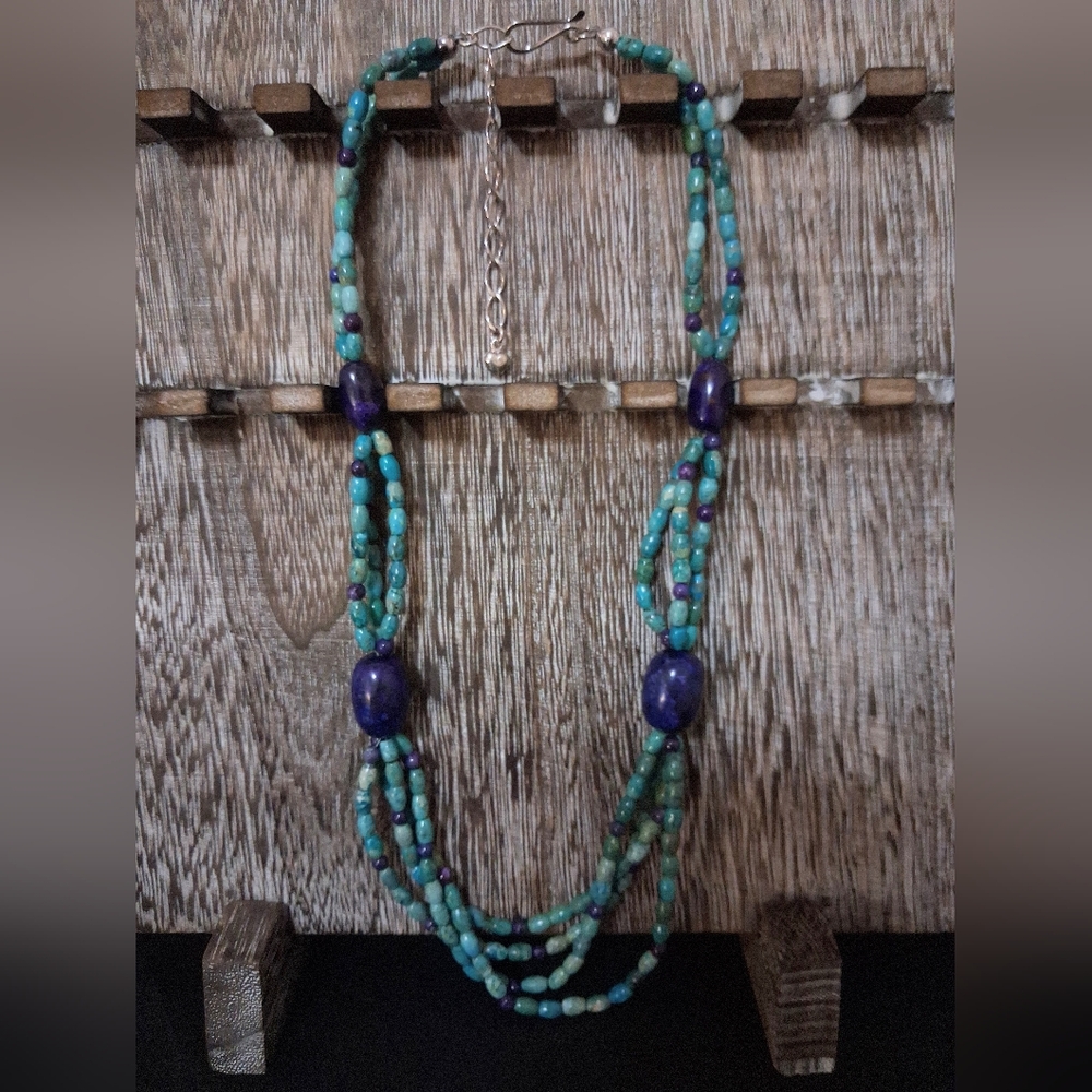 Jay King Mine Finds DTR .925 Turquoise With Lapis Lazuli Multi Bead Necklace